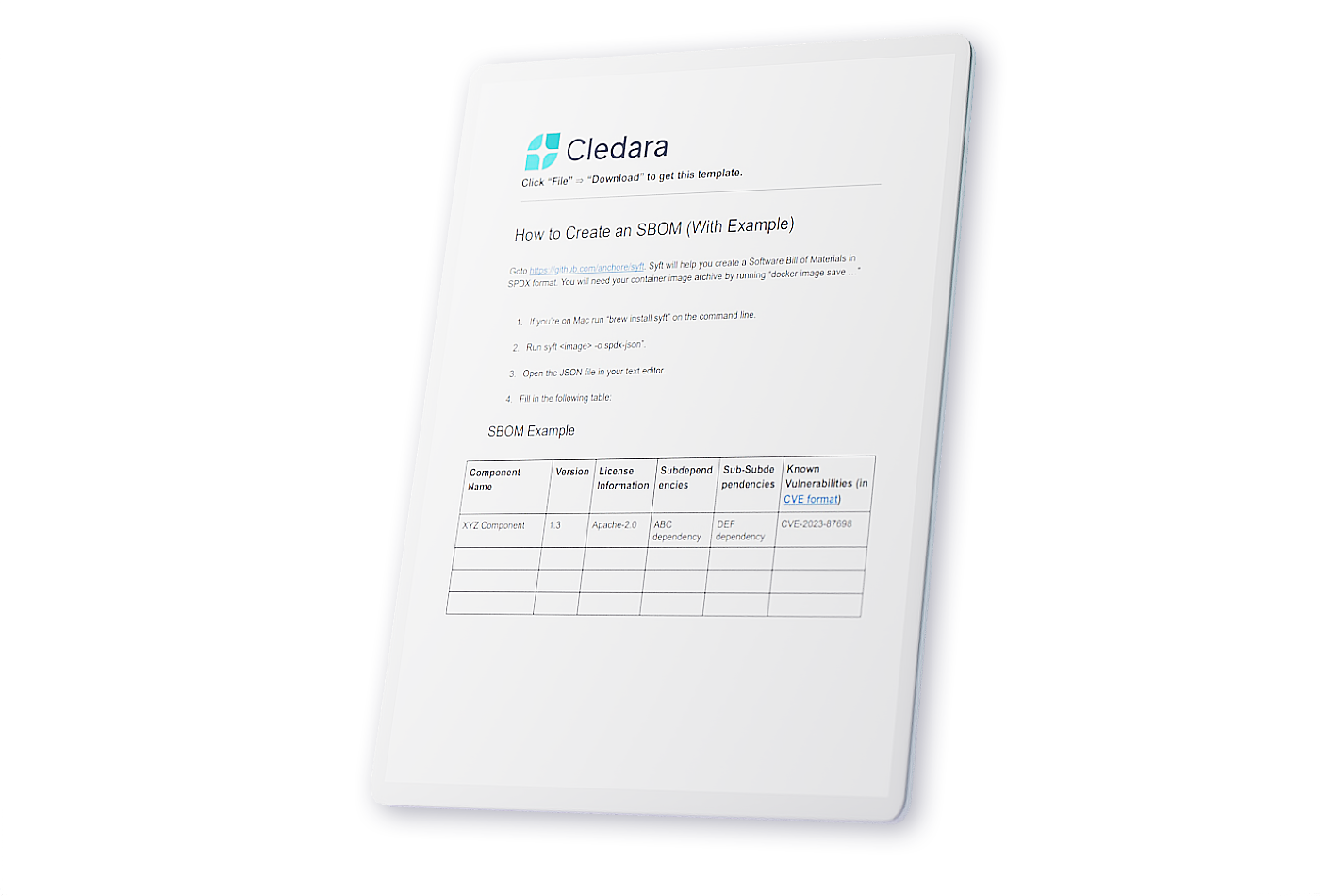 Software Bill of Materials Template